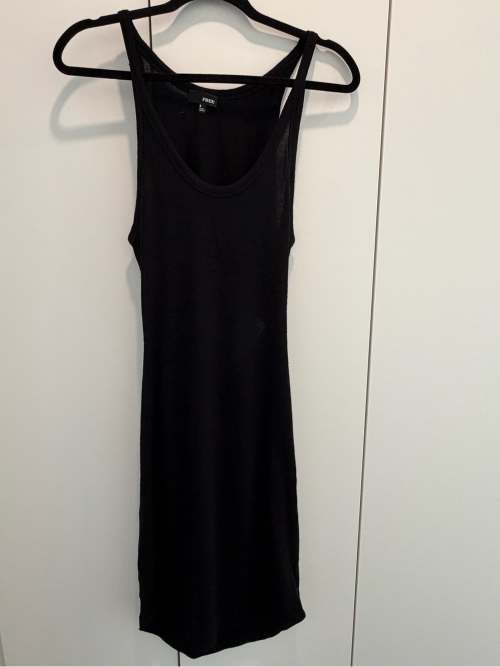 Aritzia Black Ribbed Tank Mini Dress cutout back
